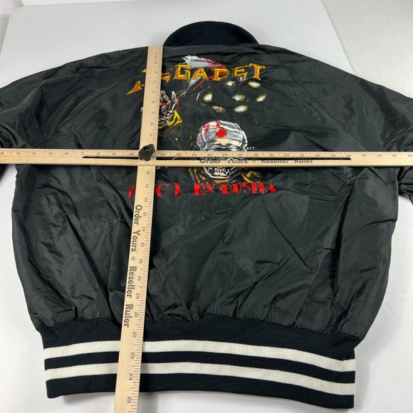 VTG Megadeath Bomber Jacket Large Black Killing Is My Business Thrashed Graphic - Picture 11 of 14